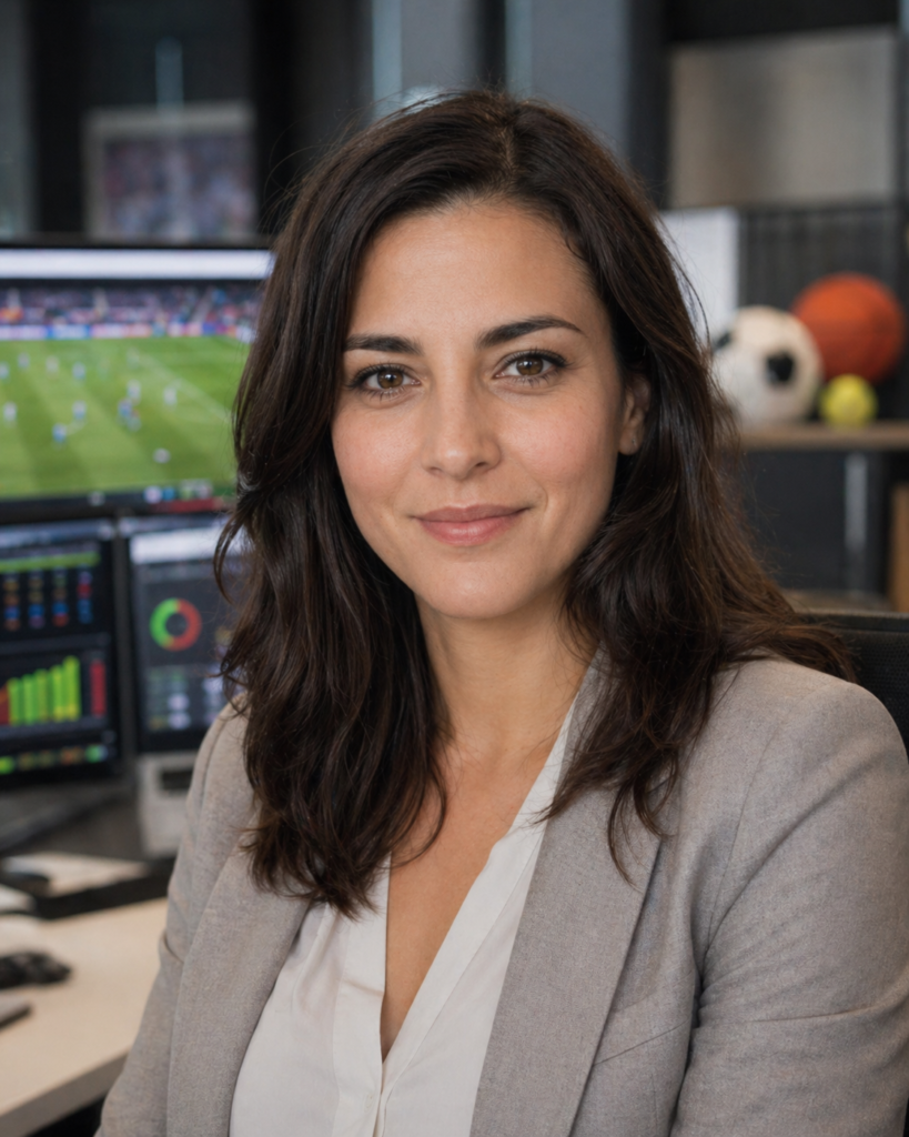 Zeynep Kaya, RootBahis.de spor yazarı, modern ofiste futbol, tenis ve basketbol haberleri üzerine çalışan profesyonel editör